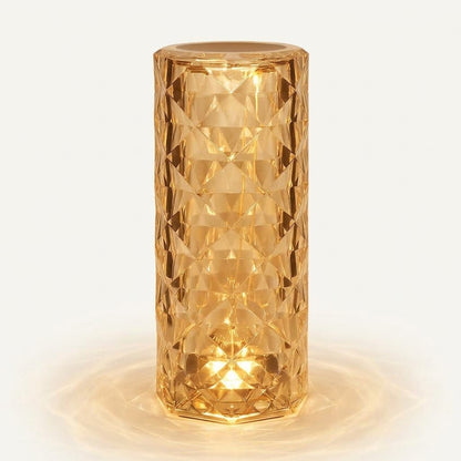 Lumiqia LED rose diamond table lamp glowing on nightstand