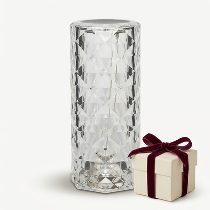 Lumiqia LED rose diamond table lamp glowing on nightstand