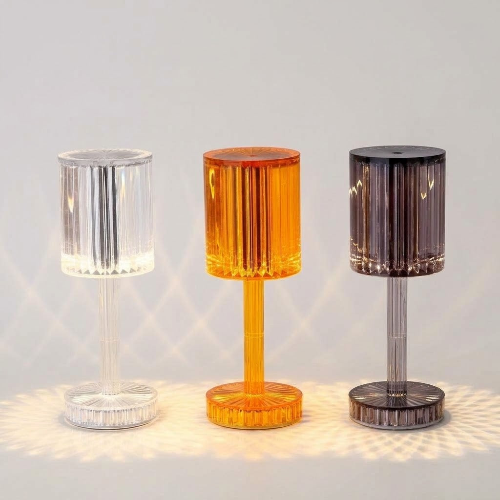 Lumiqia crystal touch dimmable table lamp glowing on nightstand