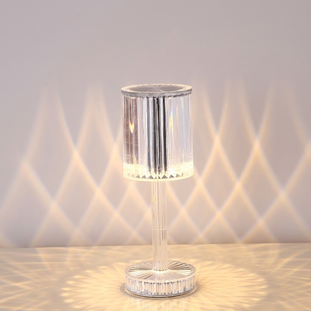 Lumiqia crystal touch dimmable table lamp glowing on nightstand