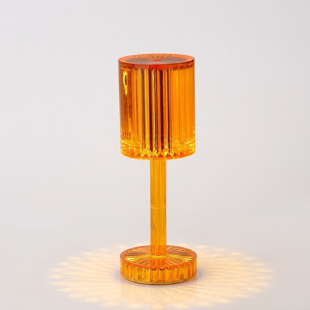 Lumiqia crystal touch dimmable table lamp glowing on nightstand