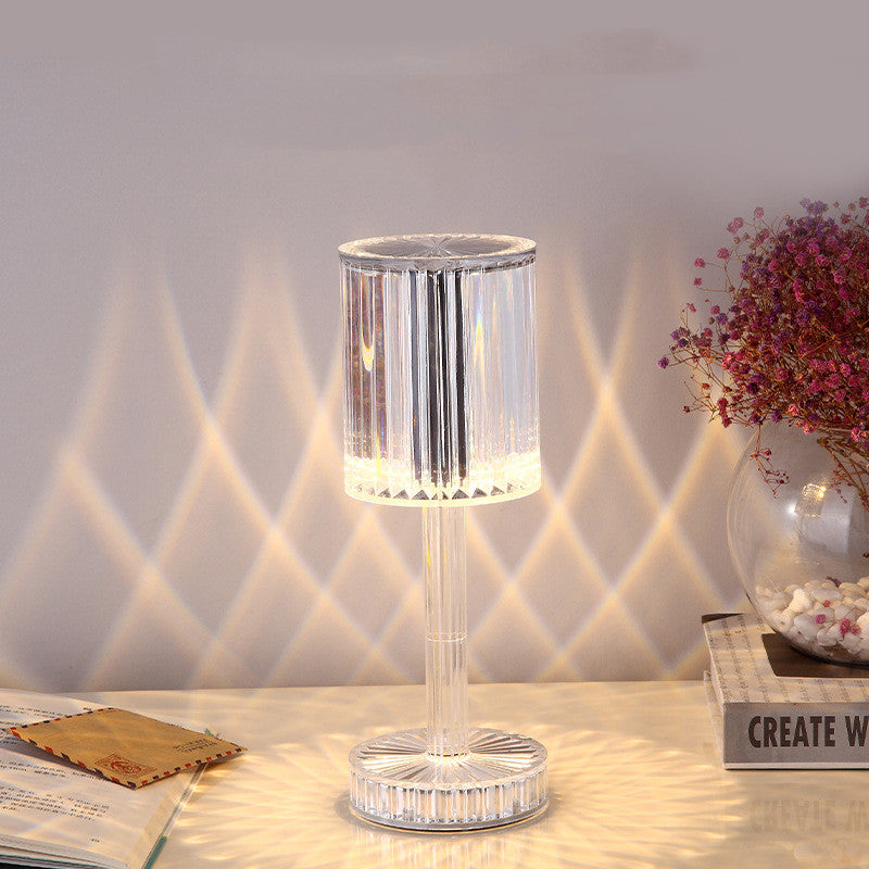 Lumiqia crystal touch dimmable table lamp glowing on nightstand