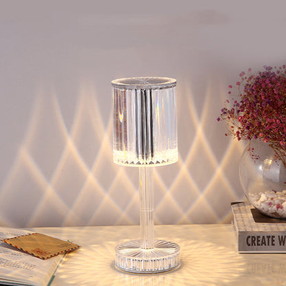 Lumiqia crystal touch dimmable table lamp glowing on nightstand