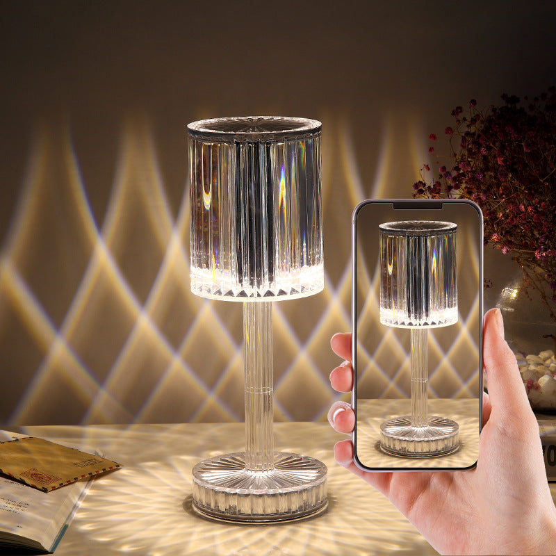 Lumiqia crystal touch dimmable table lamp glowing on nightstand