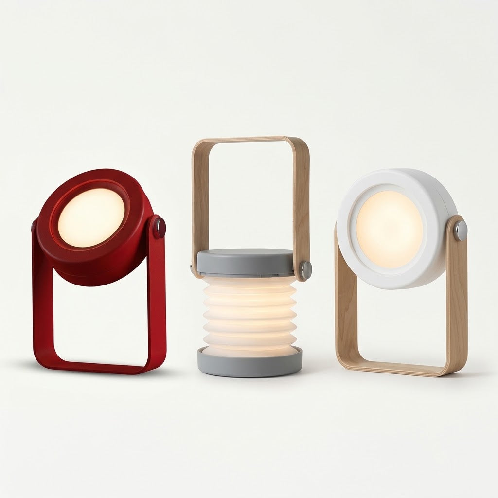 Lumiqia foldable touch dimmable lantern lamp glowing on bedside table