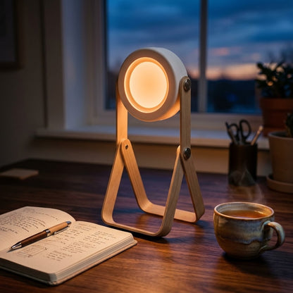 Lumiqia foldable touch dimmable lantern lamp glowing on bedside table