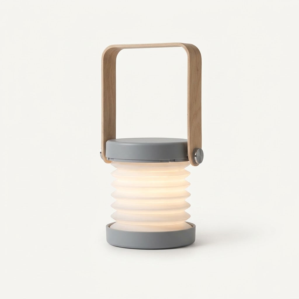 Lumiqia foldable touch dimmable lantern lamp glowing on bedside table
