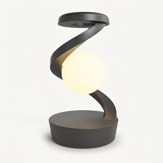 Lumiqia rotating moon lamp with wireless phone charger on nightstand