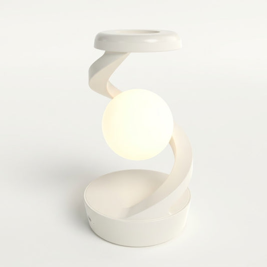 Lumiqia rotating moon lamp with wireless phone charger on nightstand