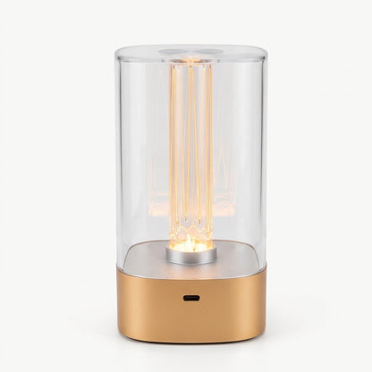 Lumiqia touch control LED bedside lamp glowing with rose gold finish