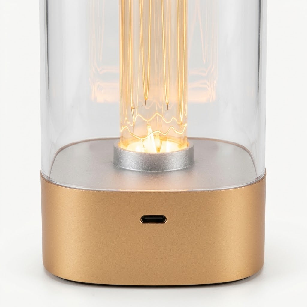 Lumiqia touch control LED bedside lamp glowing with rose gold finish