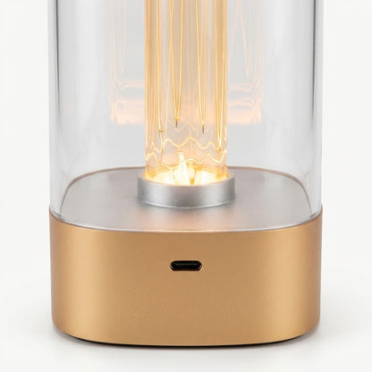 Lumiqia touch control LED bedside lamp glowing with rose gold finish