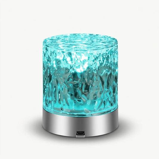 Lumiqia water ripple sunset projector lamp glowing on dining table